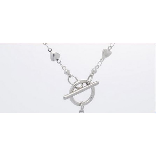 Jewelry - Silver Ball and Heart Necklace -18"